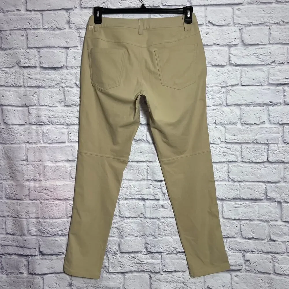 Lululemon ABC Slim Pant MENS 29x29 Brown Tan Warpstreme Chino Stretch STAINS